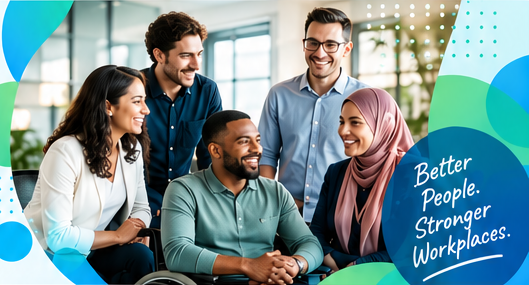 A diverse team collaborating around a table